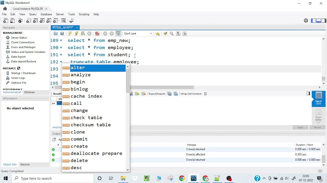 How to truncate table in MySQL Workbench 8.0.30||most important interview questions