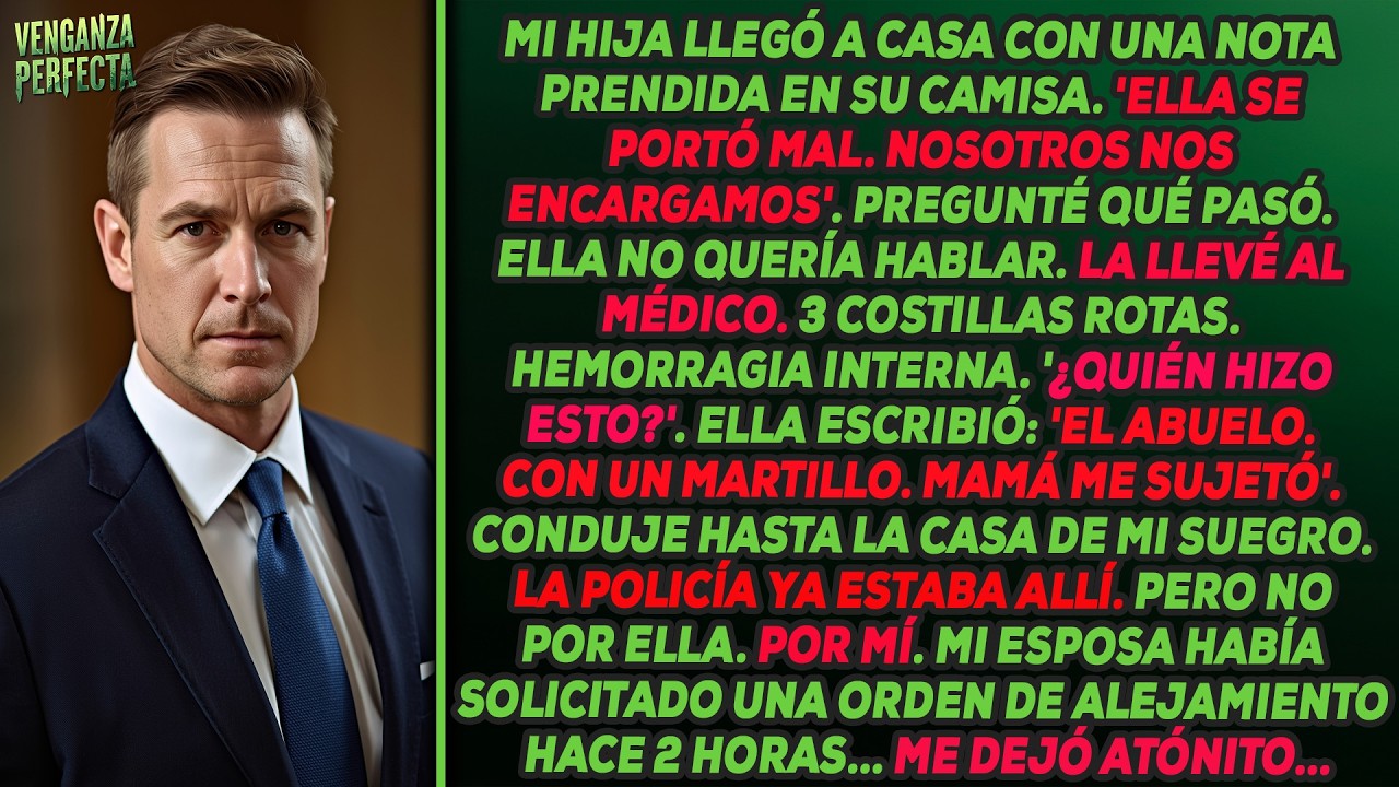 Hija tenía nota en la camisa; doctor halló 3 costillas rotas. Ella escribió: 'Abuelo Martillo'.