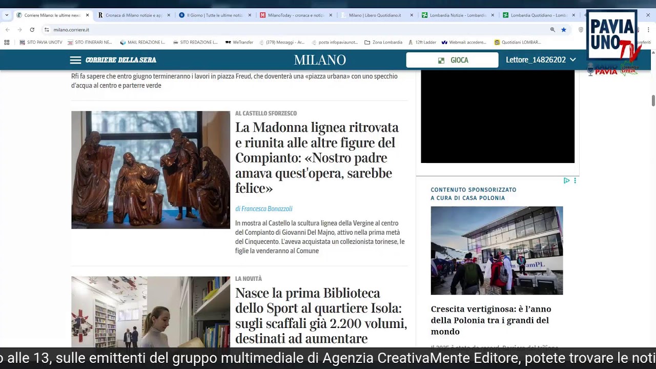 Pavia Uno TV Radio Pavia Breaking News - 23 febbraio 2026