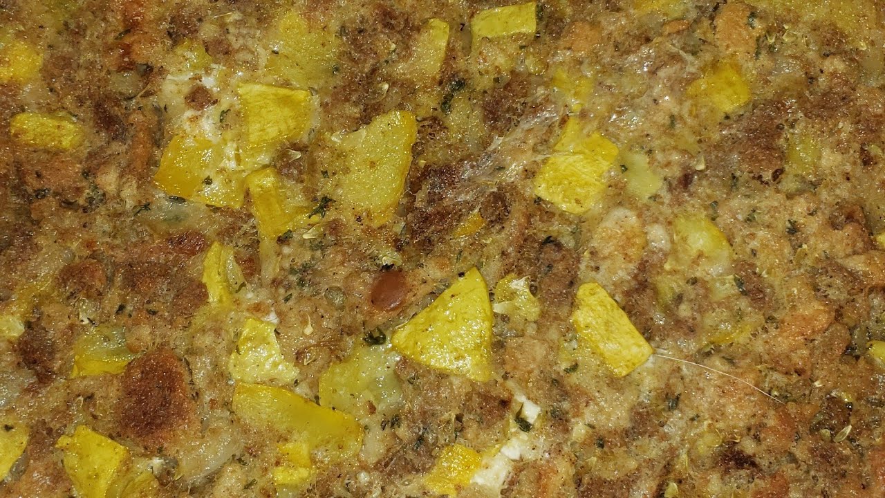 Squash N Onions  Stuffing Casserole recipe from 1972