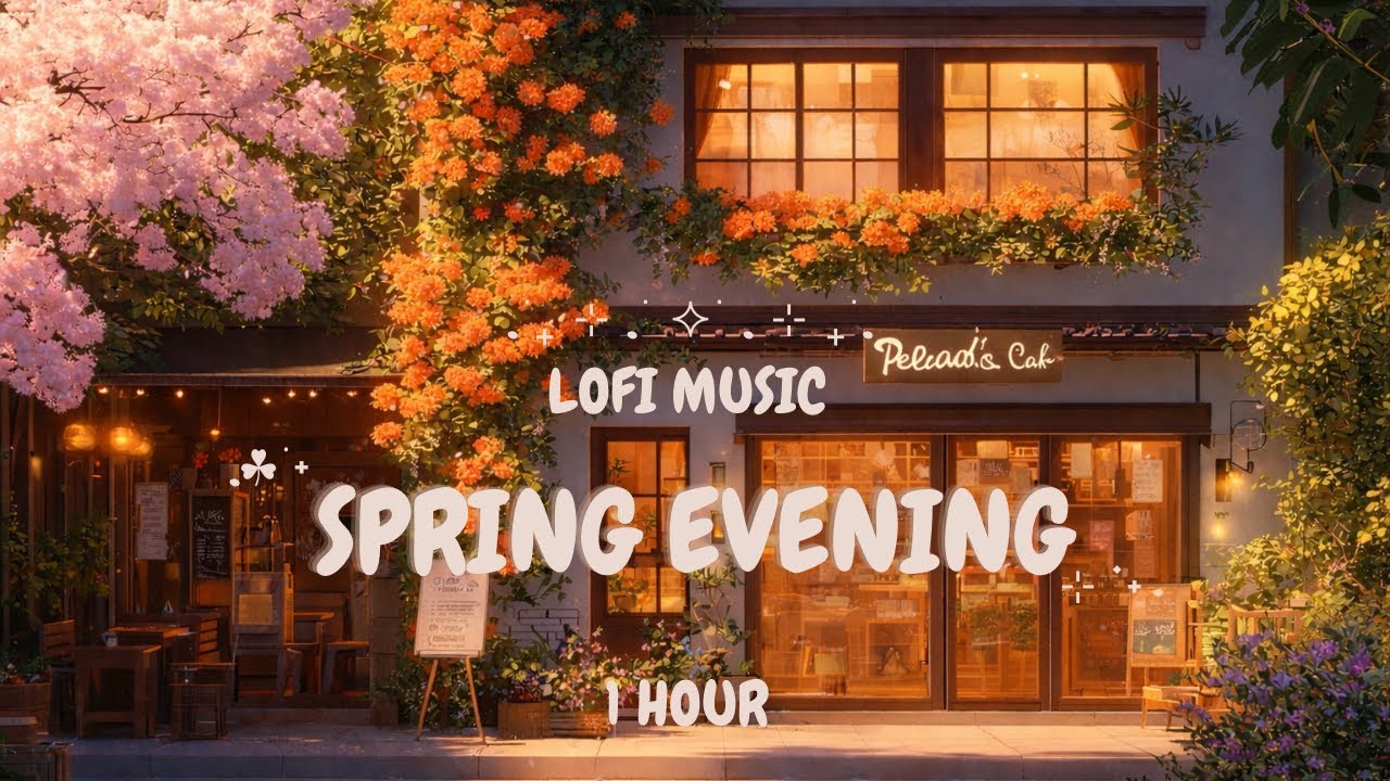 ⋆. 𐙚 ˚ Spring Evening Lofi Cafe. Cozy Coffee Shop Ambience for Studying, Reading, Relaxing⋆˚ 𝜗𝜚˚⋆