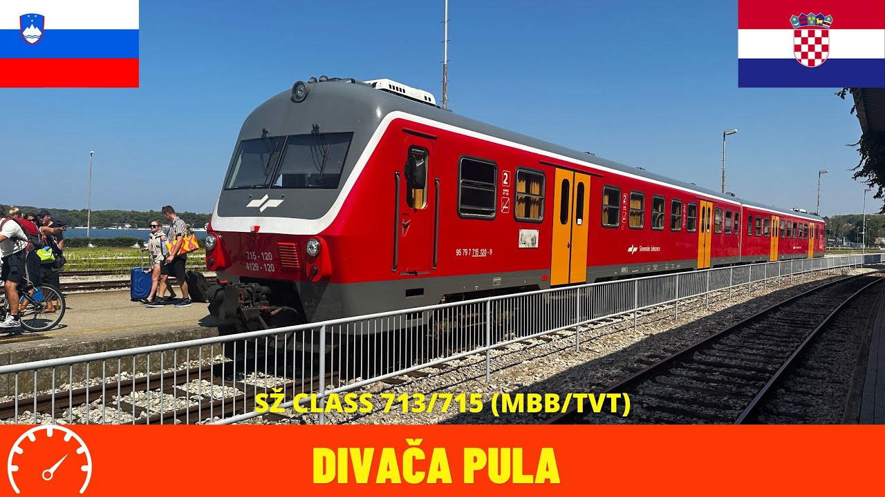 Cab ride Divača -  Pula (Istrian railway, Slovenia, Croatia) train driver's view in 4K