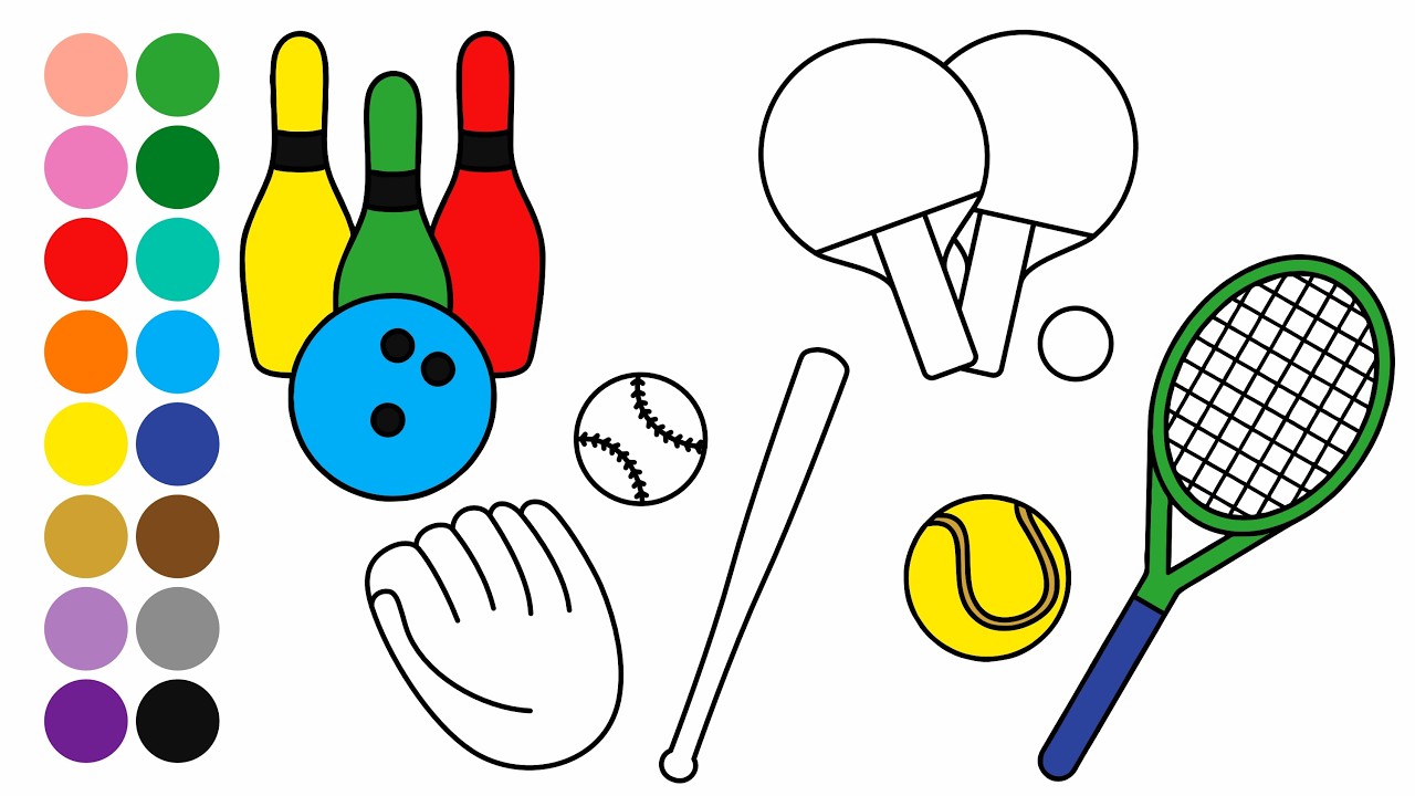 DEPORTES 7 aprender a dibujar y colorear para niños pequeños - Dibujos para niños
