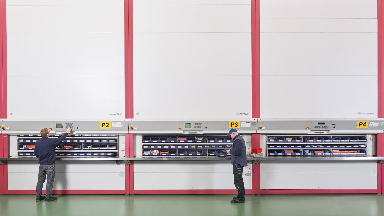 Livraison express de pièces détachées grâce aux 14 stockeurs verticaux automatisés Hänel