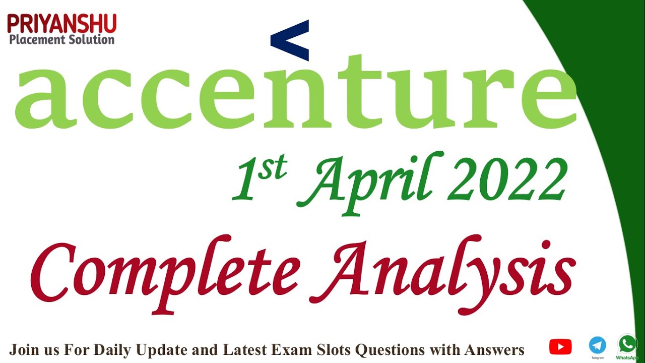 Accenture 1st April 2022 Exam Analysis | How to prepare for accenture Exam | Accenture Questions