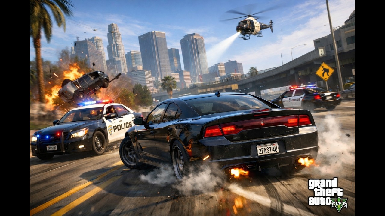 ¡ESCAPANDO DE LA POLICIA DE GTA V!😲 (2) (estaba nervioso por eso hablaba bajito)