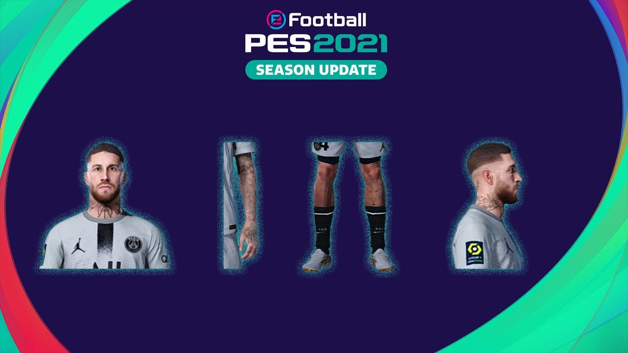 Sergio Ramos Vol: 3 + Tattoo 100% convertido do eFootball 2023 Compat&iacute;vel com todos Patchs - Pes2021