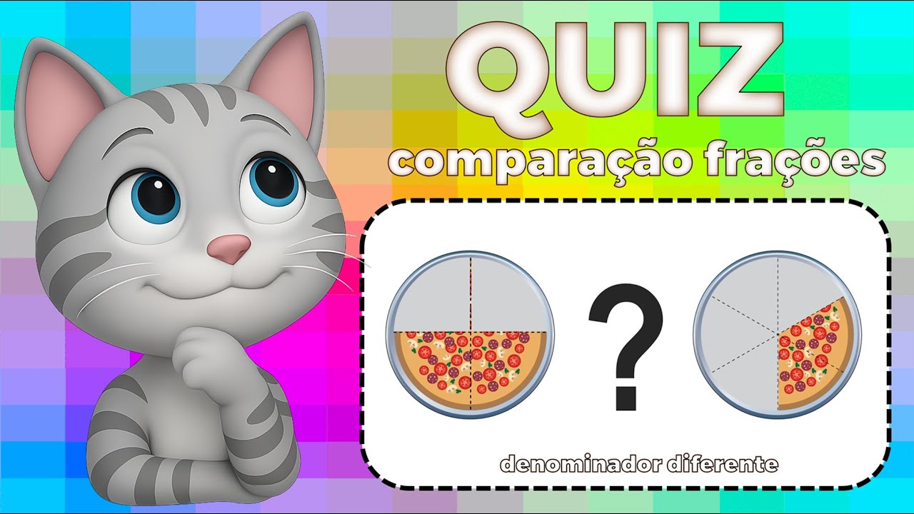 QUIZ DIVERTIDO MATEMATICA | 🍉🍕 Comparação de Frações denominador diferente  – 8 Perguntas 💡
