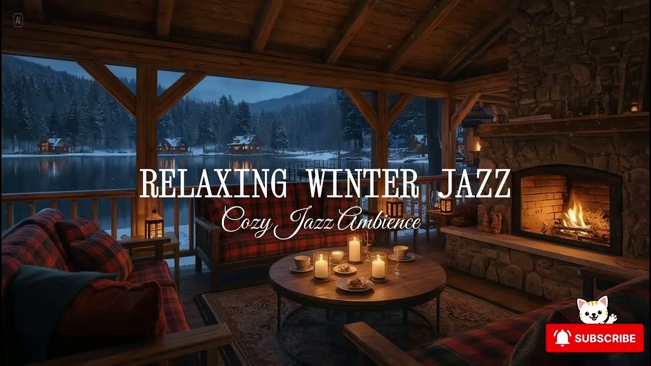 Calm Winter Night & Smooth Jazz Instrumental Music ⛄ Coffee Shop Ambience with Warm Piano Jazz Music