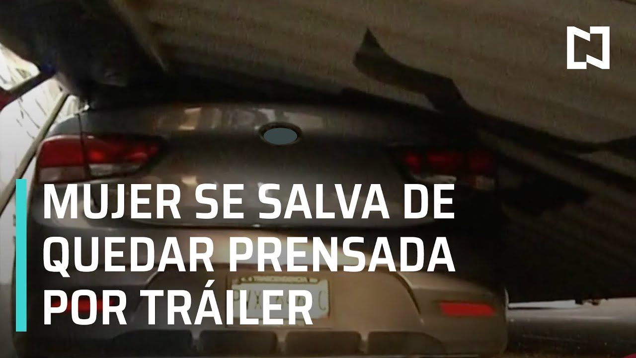 Mujer se salva de quedar prensada por tr&aacute;iler volcado - Las Noticias