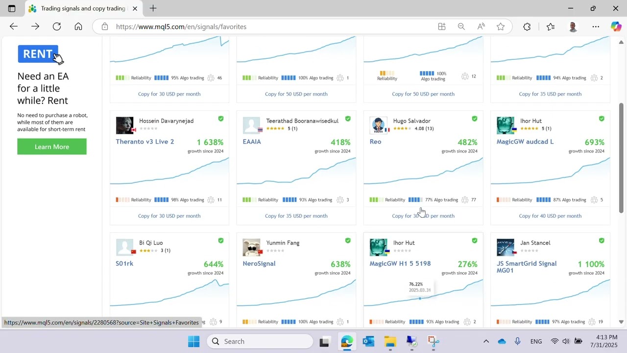 افضل 3 متداولين علي mql5 لشهر أغسطس 2025 (best mql5 signals for August 2025)