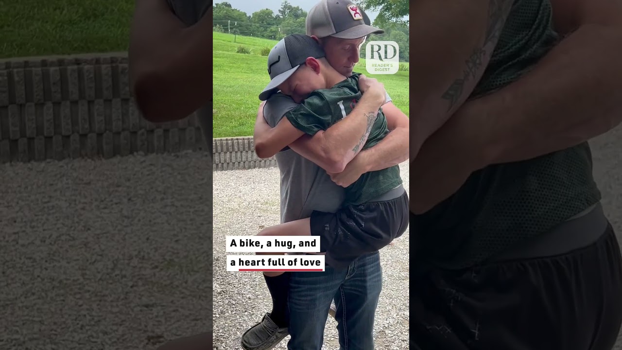 Kid Hugs Dad And Sobs When He Surprises Him With New Bike