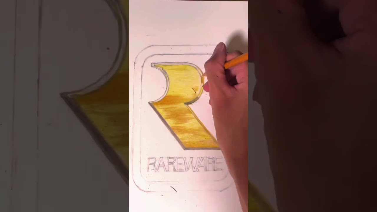 色鉛筆でレア社のロゴを描く