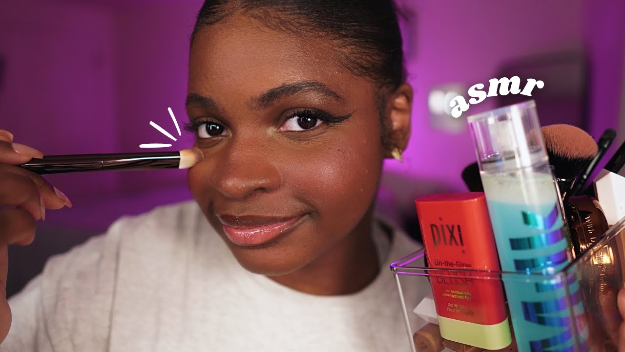 ASMR Doing My Simple Makeup ✨ (chatty whispers, q&a, black girl edition)