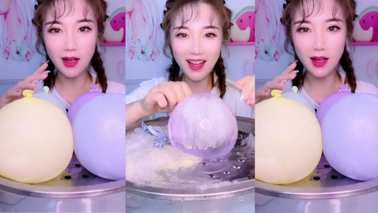MINI BALLOON ICE POPPED 5 | ❥🎈 #iceeating #asmr #asmrice #balloon