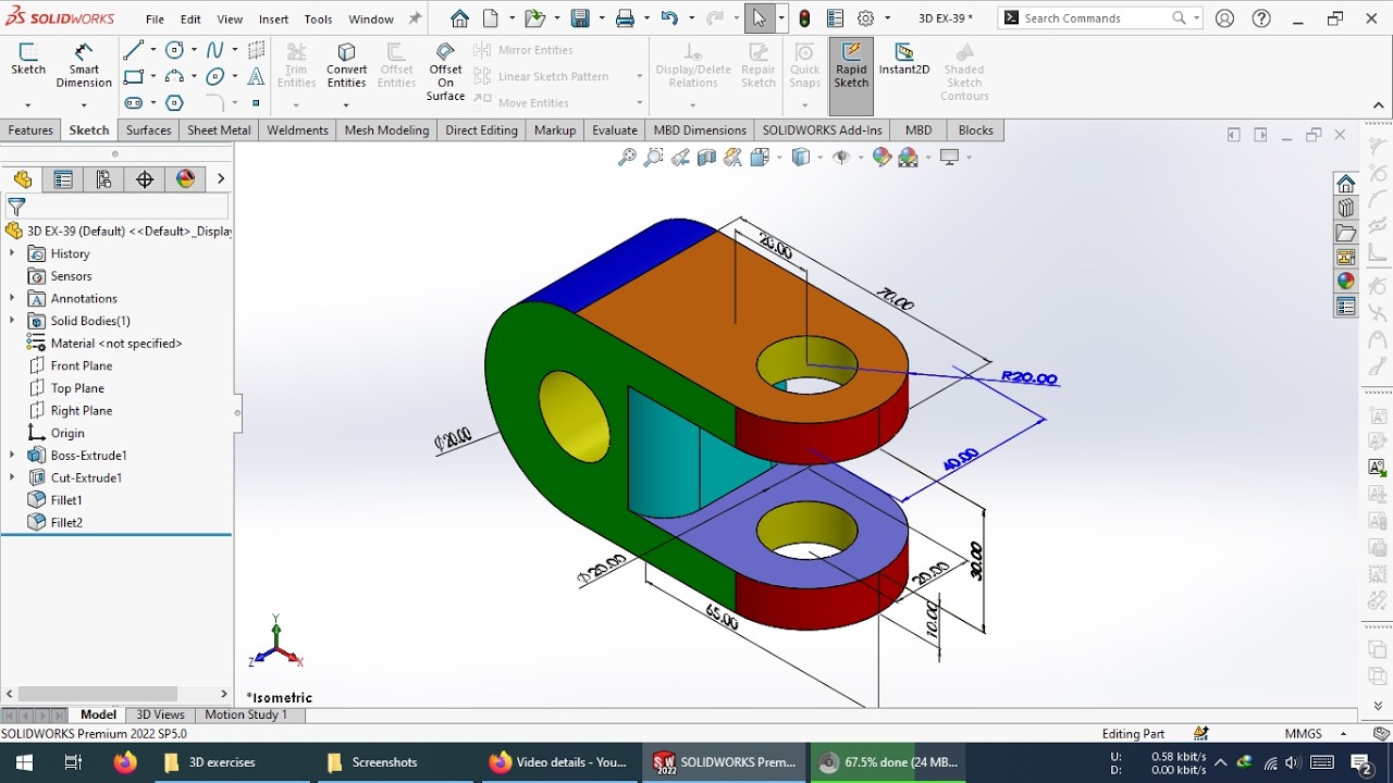 SolidWorks 3D excersise 039