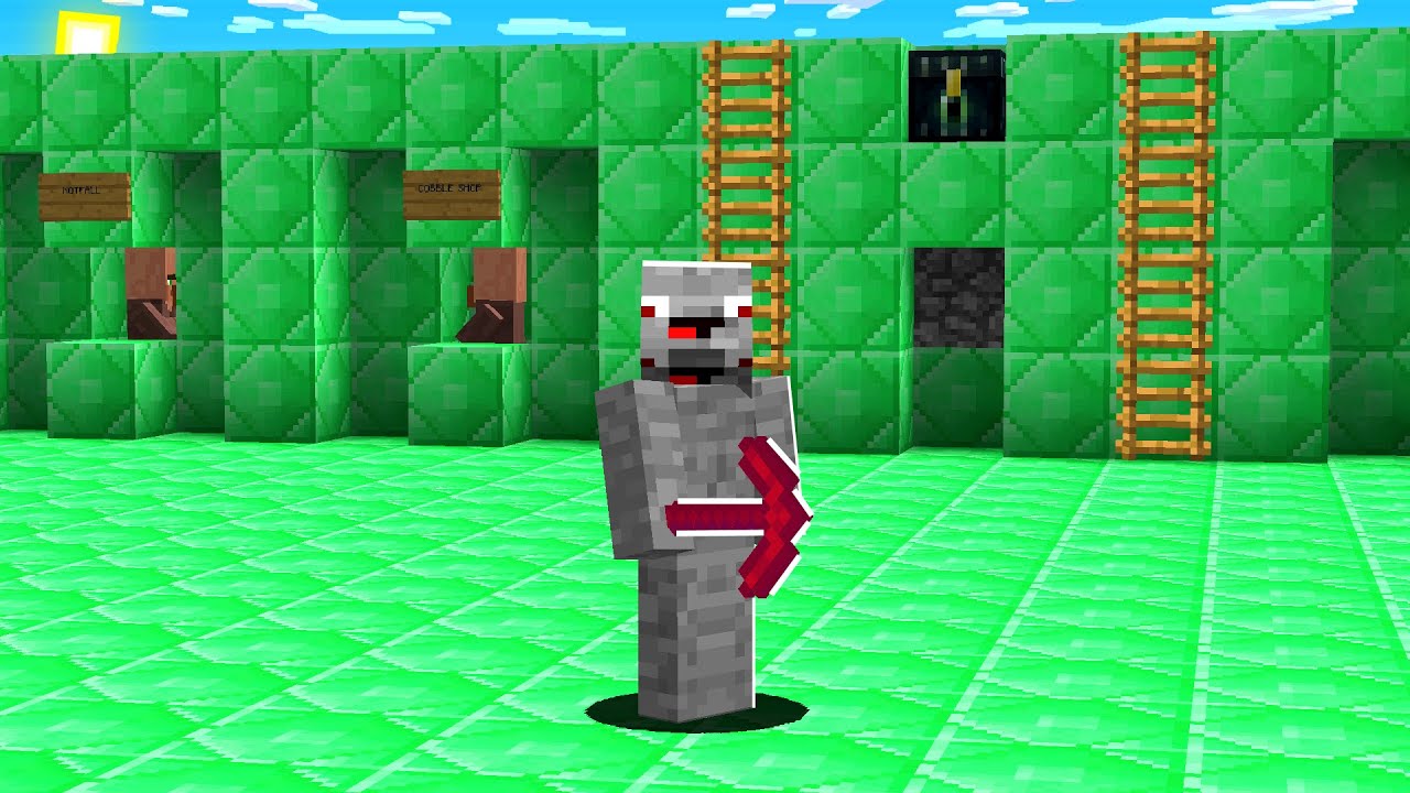 die ganze Base besteht aus Emerald Blocks in Minecraft LUCKY BLOCK BEDWARS