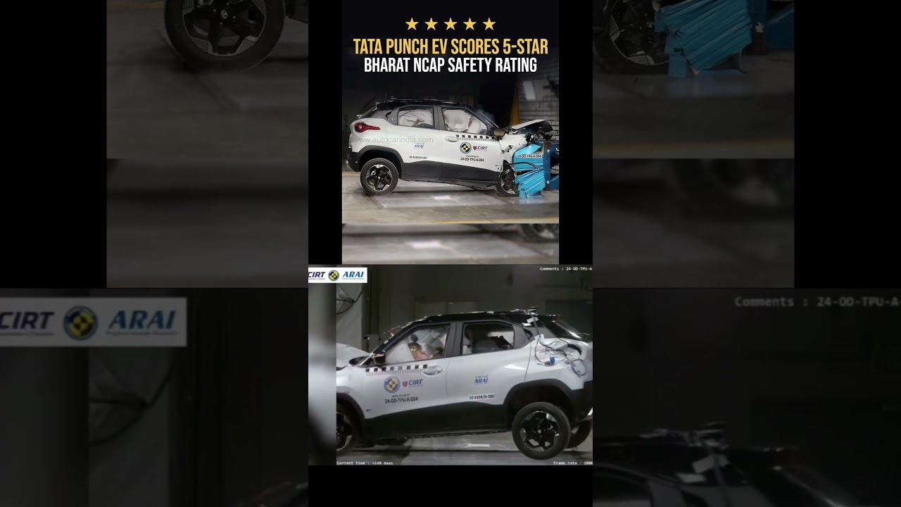 tata punch ev scored 5 star in bhart ncap crash test #india #tata