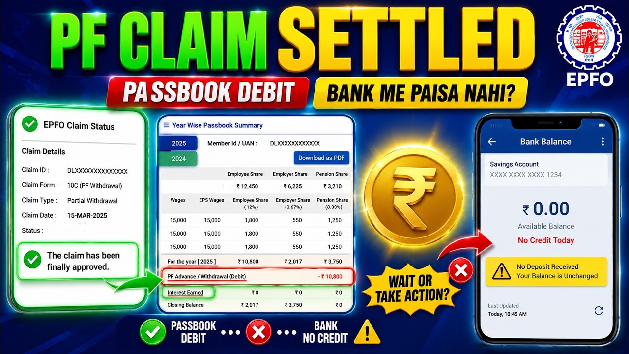 PF Claim Settled But Amount Not Received 😱 Passbook Se Paisa Cut gaya ? #epfo #pfclaim #pfsettled