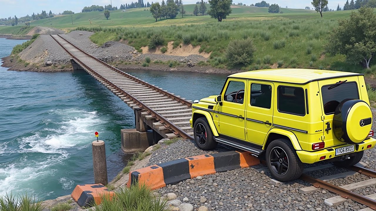 Cars vs Train Track Bridge Challenge #2 in BeamNG Drive!