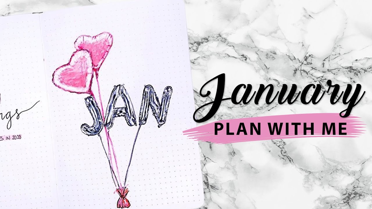PLAN WITH ME January 2020 Bullet Journal Setup | Silver Foil Balloon Theme