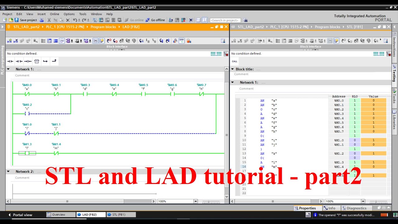 TIA Portal comparison of STL and LAD - part 2