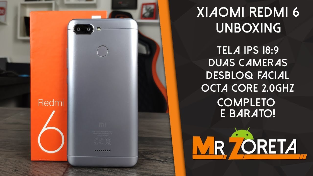 Xiaomi Redmi 6 - Baratinho da xiaomi! Duas câmeras, desbloq facial, octa-core! - Unboxing