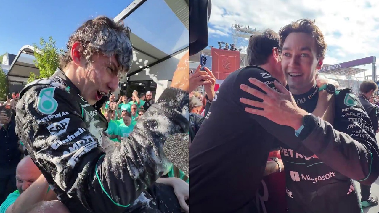 George Russell & Kimi Antonelli HUGE Celebration After Winning the Australian GP