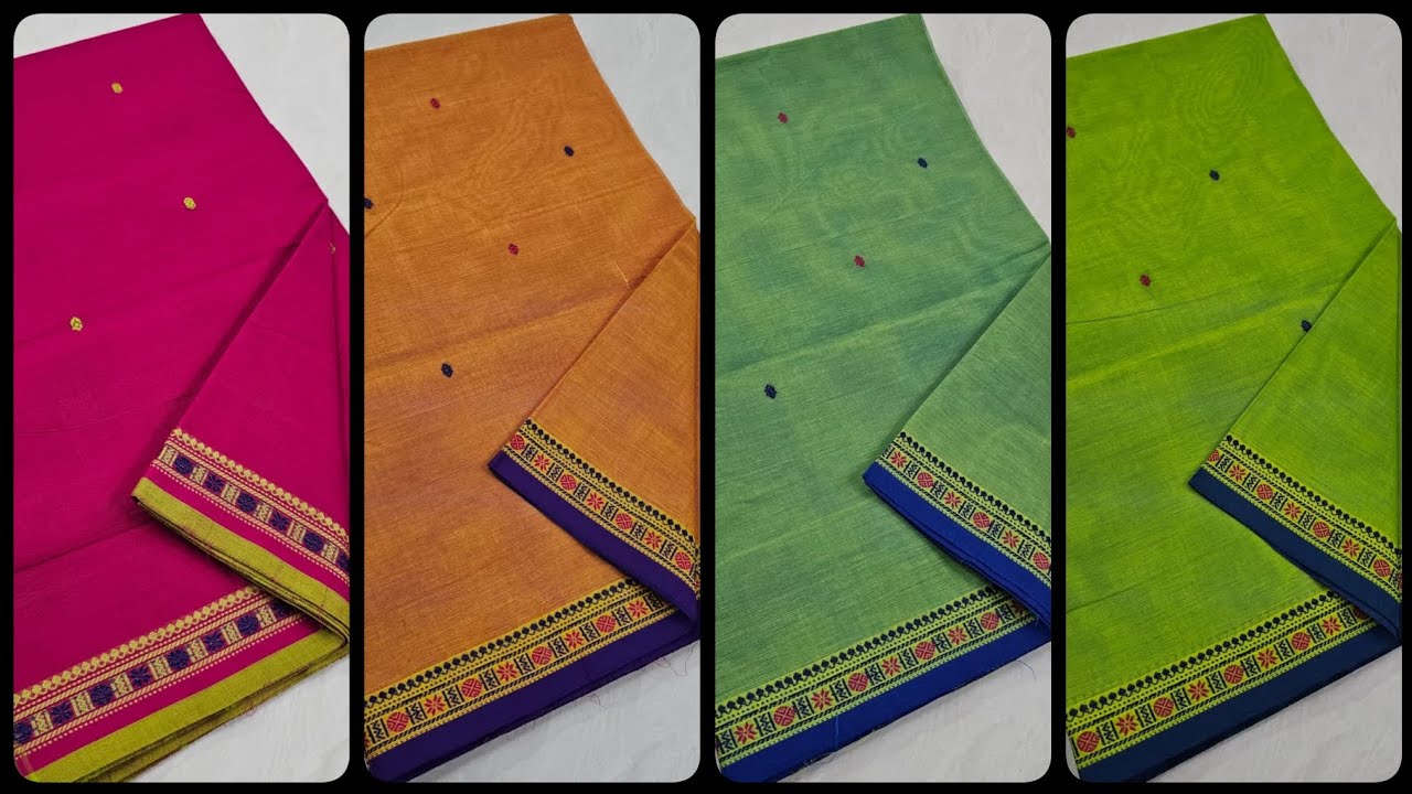 Small thread# border #Premium kanchi cotton putta sarees with running blouse To orders 💖