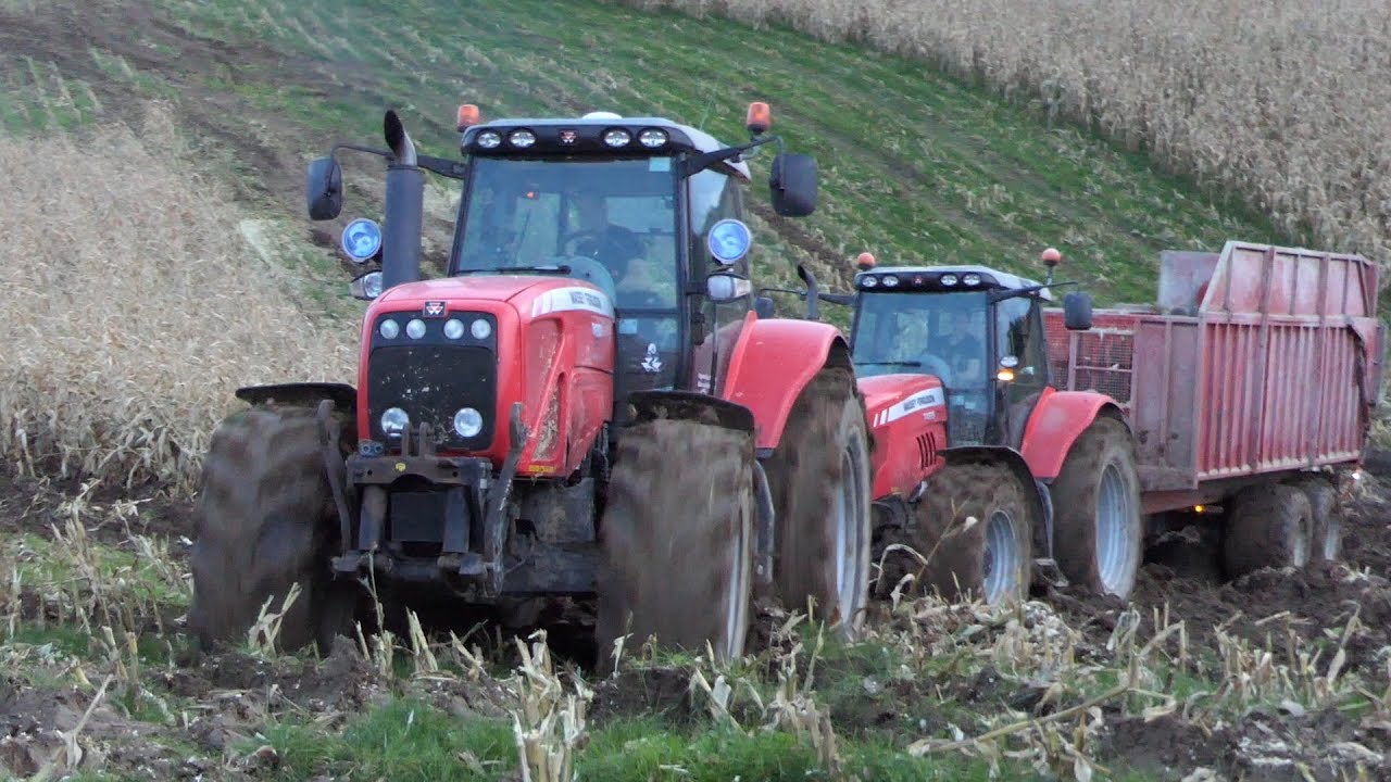 Massey Ferguson 8480 helping Out Stuck MF 7495 from the MUD | Maisernte 2019 | DK Agri