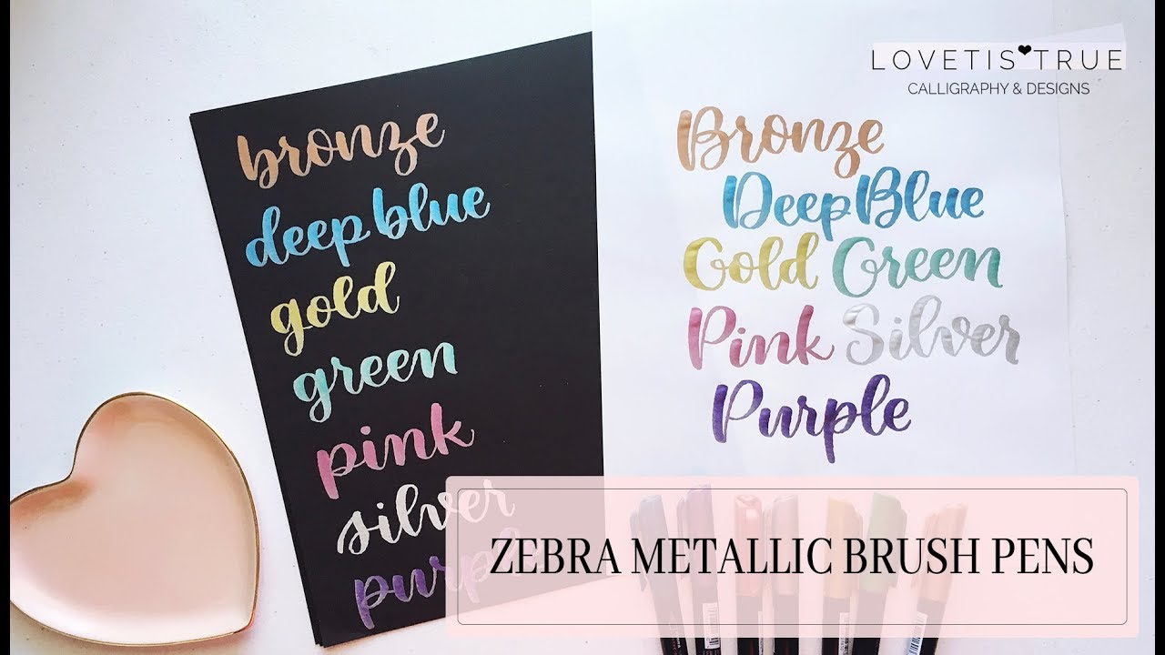 New Brush Pen Review: Zebra Metallic Brush Pens - Brush Lettering