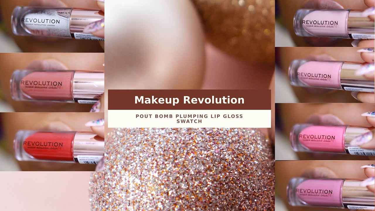 REVOLUTION POUT BOMB PLUMPING LIP GLOSSES| 7 SHADES SWATCHED ON DARK SKIN