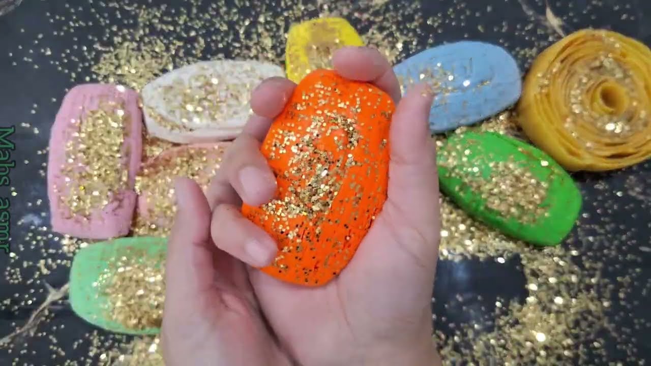 Beautiful glittery cubed soap bars crush #satisfying #soap