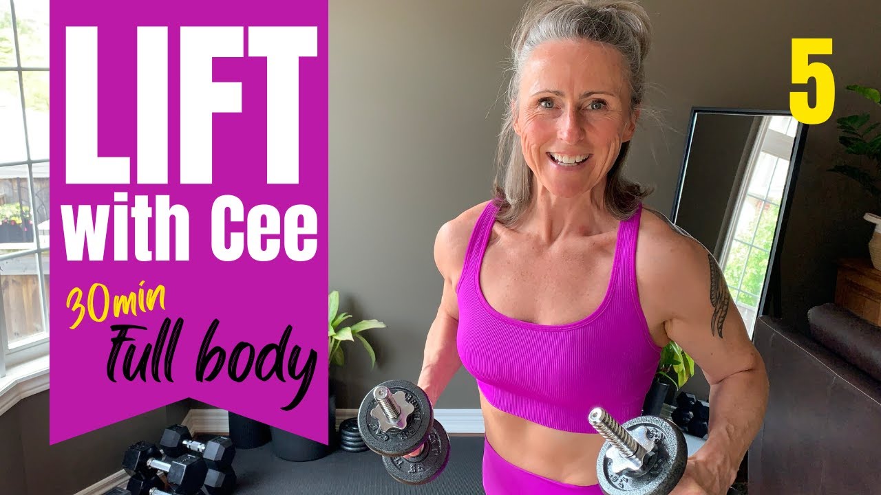Get strong at home with this 30 minute FULL BODY workout using weights!
