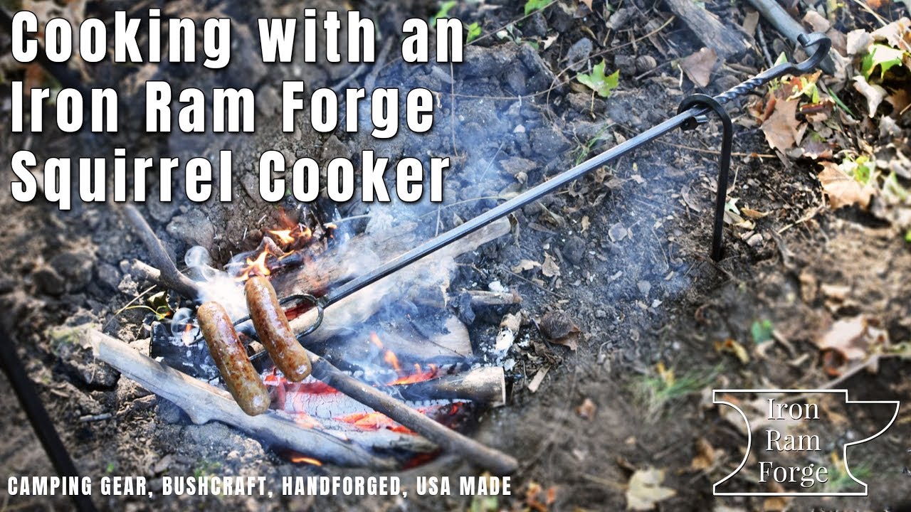 Cooking with a Handforged Squirrel Cooker- Iron Ram Forge, USA made Bushcraft, campfire
