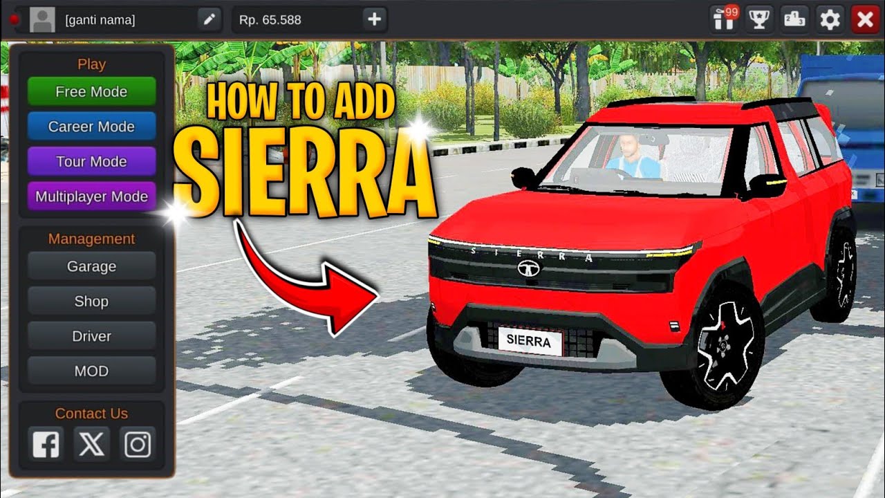 How To Add Tata Sierra 2025 Car Mod In Bussid | Download Tata Sierra 2025 Car Mod Bussid