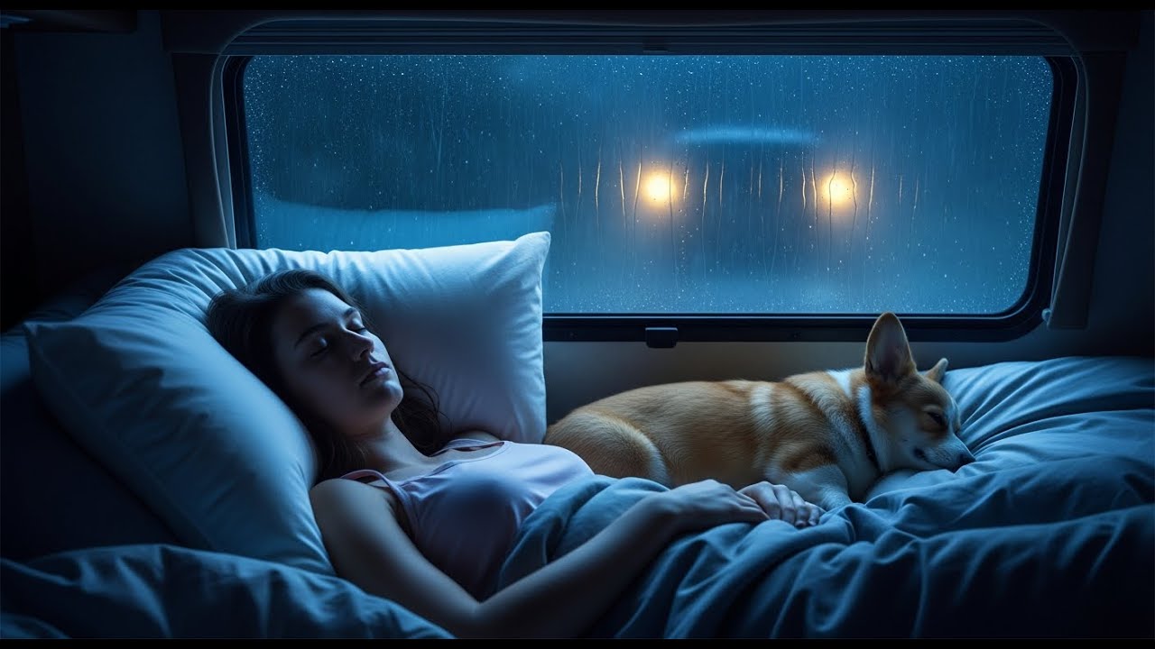 Rain Sounds for Sleeping – Calm Thunderstorm on a Camping Car Window