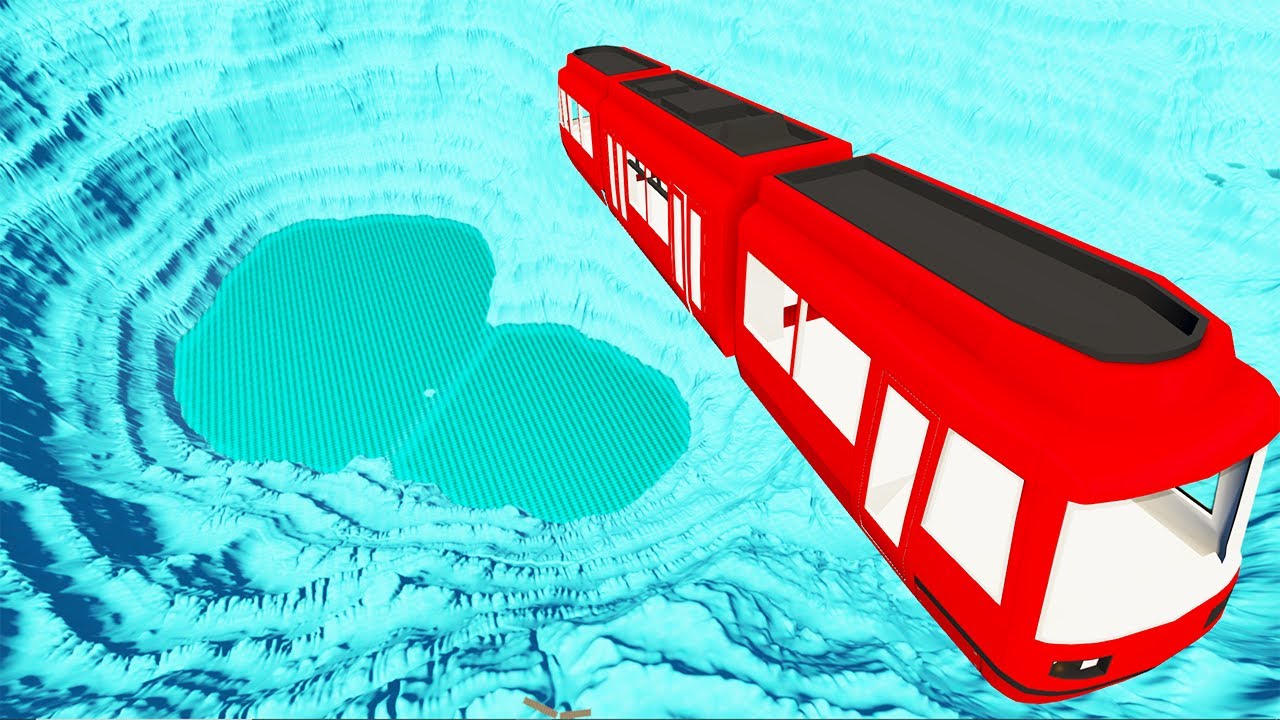 Car Jumps Into Frozen Ice And Ice Water Leap Of Death - BeamNG Drive