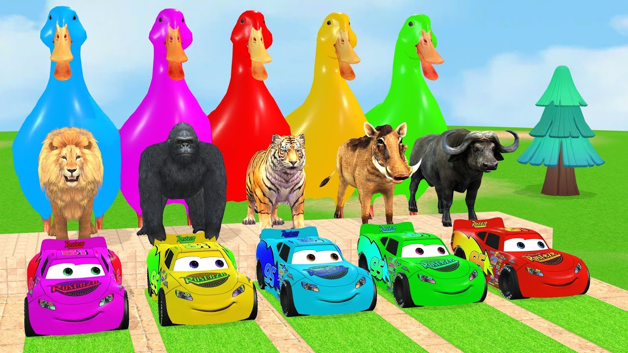 Long Slide Game With Cow Elephant Gorilla Hippopotamus Tiger 3d Animal Game Funny 3d Animals