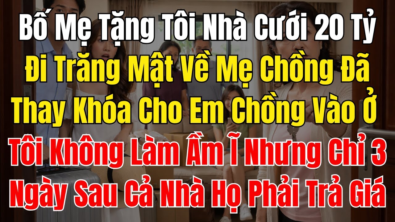 Bố Mẹ Tặng Tôi Nhà Cưới 20 Tỷ, Đi Trăng Mật Về Mẹ Chồng Đã Thay Khóa Cho Em Chồng Vào Ở  Tôi Không L
