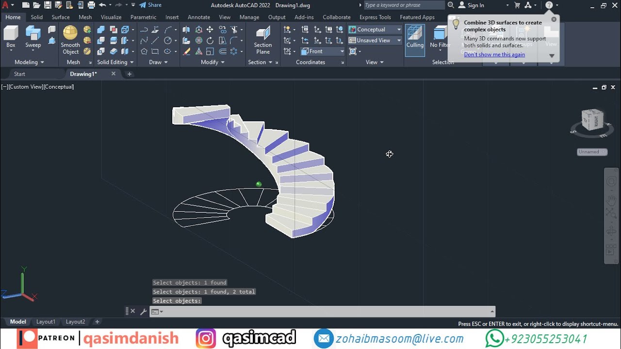 Как нарисовать 3D-винтовую лестницу в AutoCAD 2022 &mdash; QasimCAD