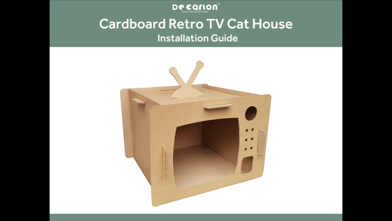 [De Pets Lite] De Carton Cardboard Retro TV Cat House Installation