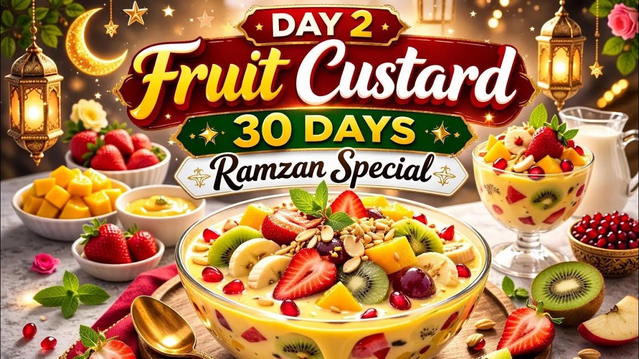 Fruit Custard Recipe 🍎🍌 | Day 2 – 30 Days Ramzan Special 🌙 | Easy Iftar Dessert