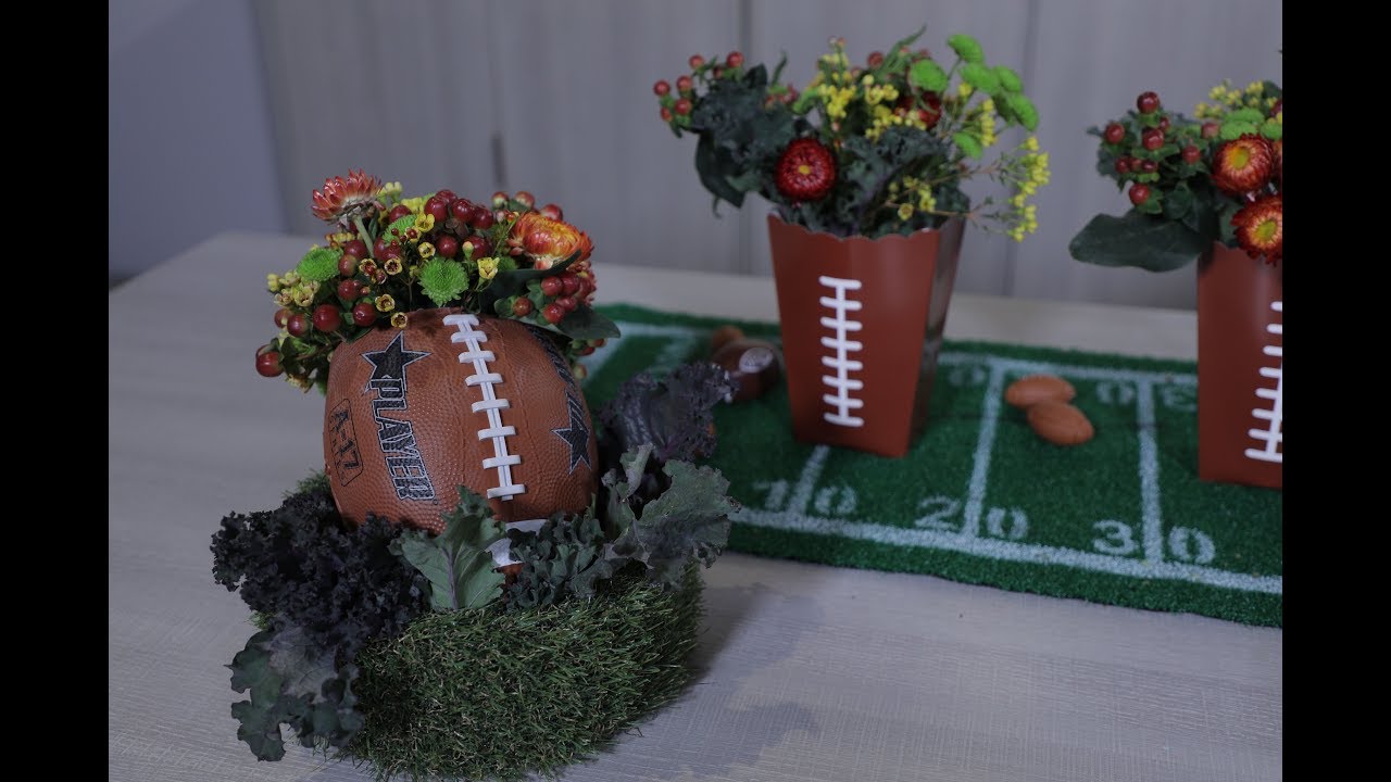 Wheatgrass- Super Bowl tablescape!