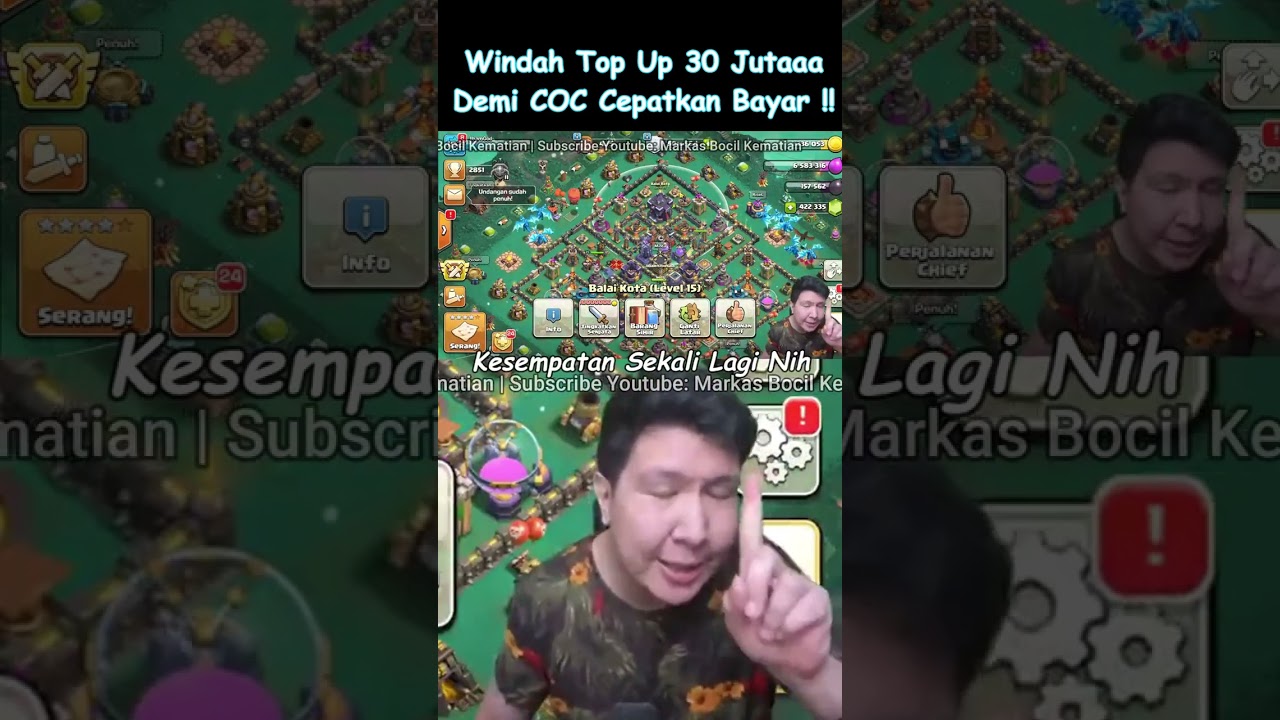WINDAH TOP UP 30 MILLION FOR COC TH MAX PAYMENT FAST!! #androidgame #shorts