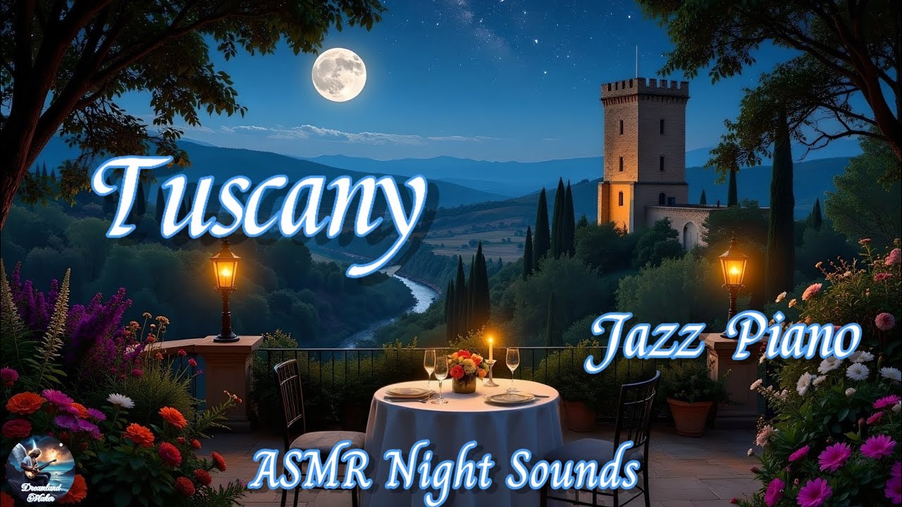 🌕 Tuscan Hills Moonlight Serenade 🇮🇹 Jazz Piano Melody & ASMR Night Ambience