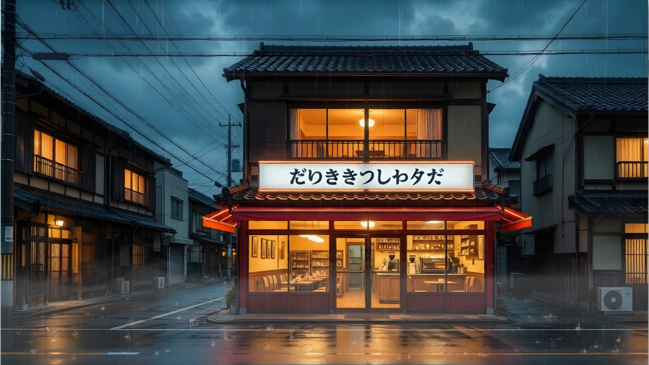 Rainy Night at a Cozy Japanese Cafe ☕🌧️ | Relaxing Ambience for Study, Sleep & Focus