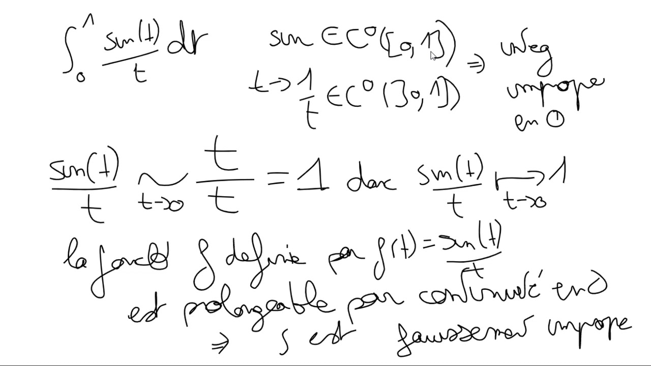 Chapitre 13 Exercice 10 Convergence de l'intégrale de Dirichlet