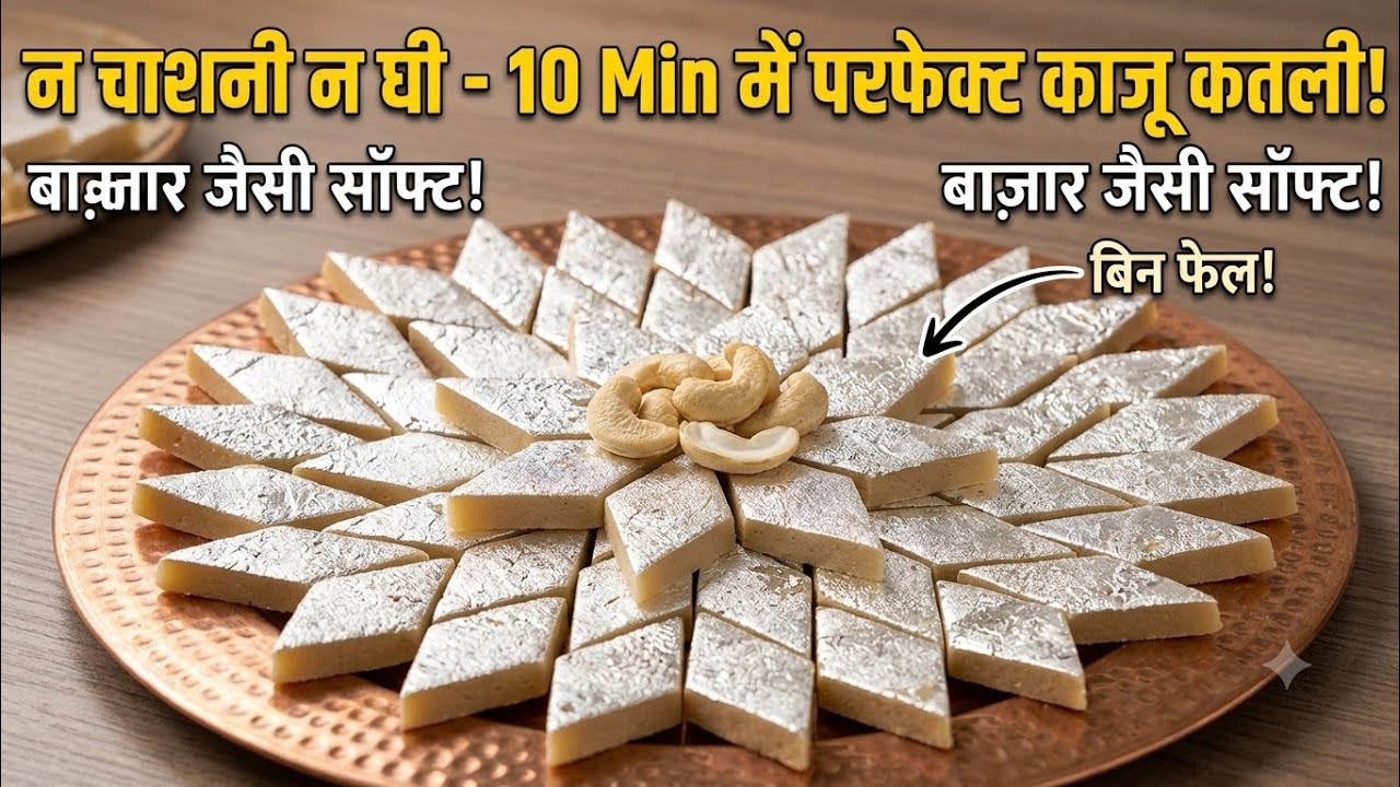 न घी न चासनी बिन फेल हलवाई ऐसे बनाते है 2 चीजों से दुकान जैसे Kaju Katli | No Fail Kaju Katli Recipe