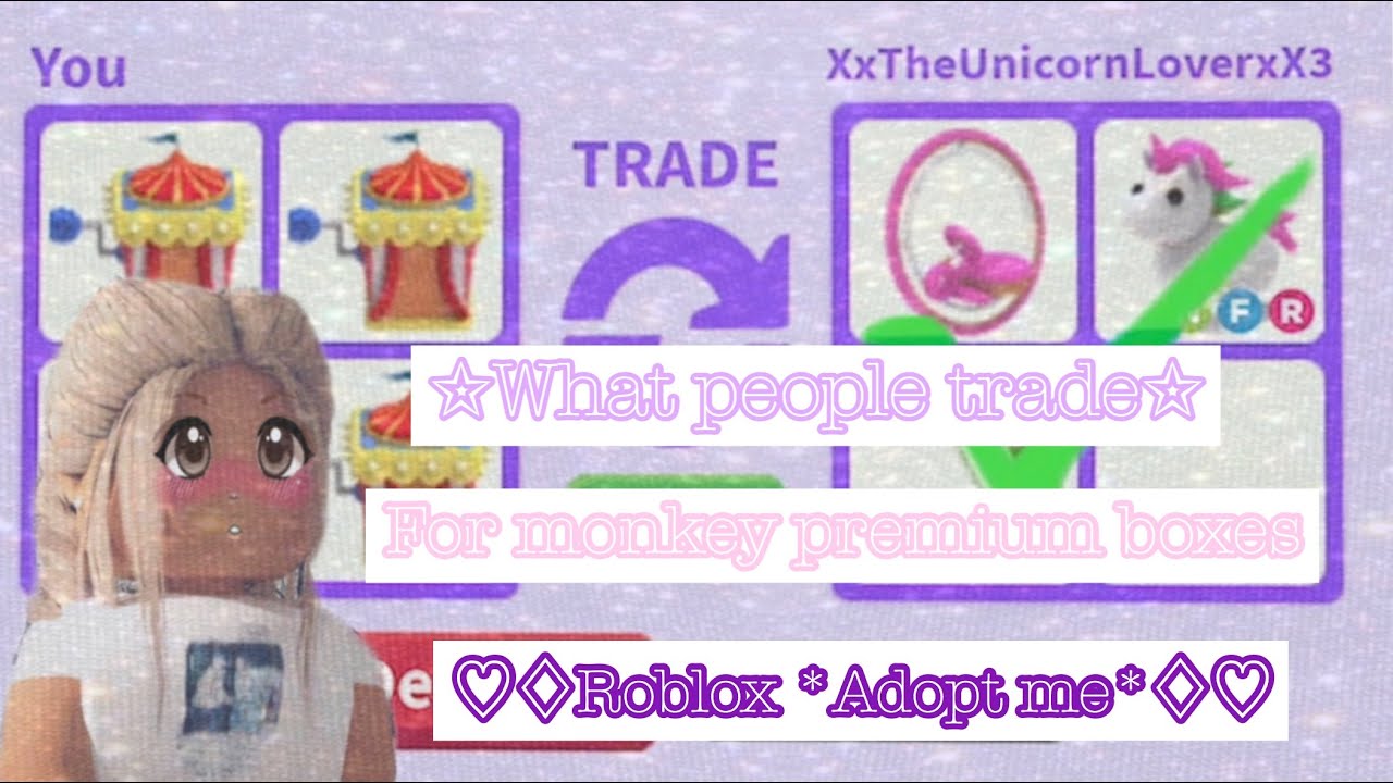 ♡Seeing what people trade for monkey premium boxes *Roblox/Adopt me* ♡